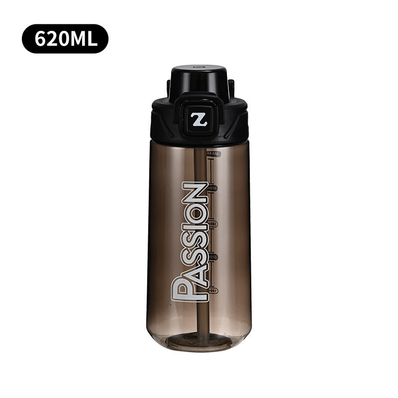 Ladies drinking bottle with integrated measuring system and flip-top closure Bowlift