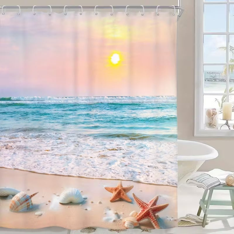 Coastal Scene Shower Curtain Bowlift