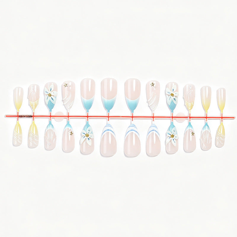 Premium Floral Art Press-On Nail Set Bowlift