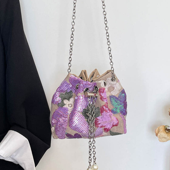 WoStylish Sequin Drawstring Clutch Purse Bowlift