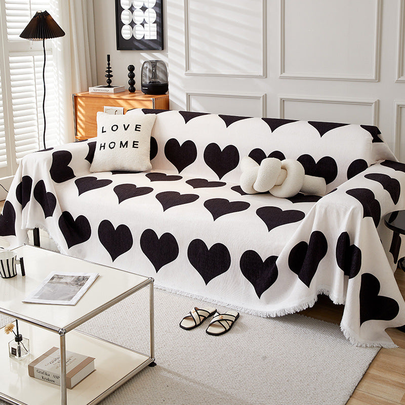 Heart Patterned Sofa Throw Blanket