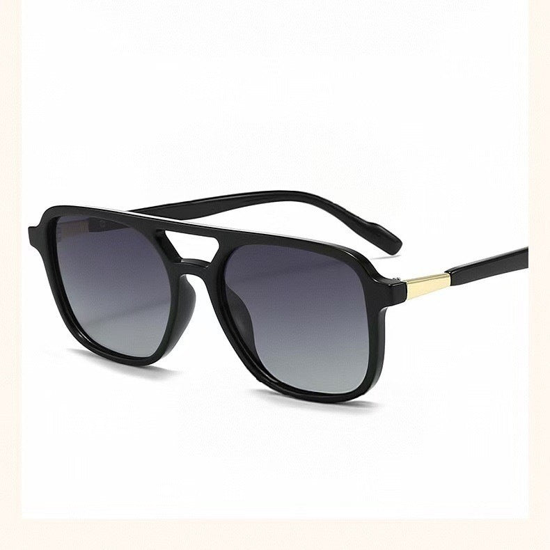 Square Aviator Sunglasses with Cutout Double Bridge and Polarized Gradient Lenses Bowlift