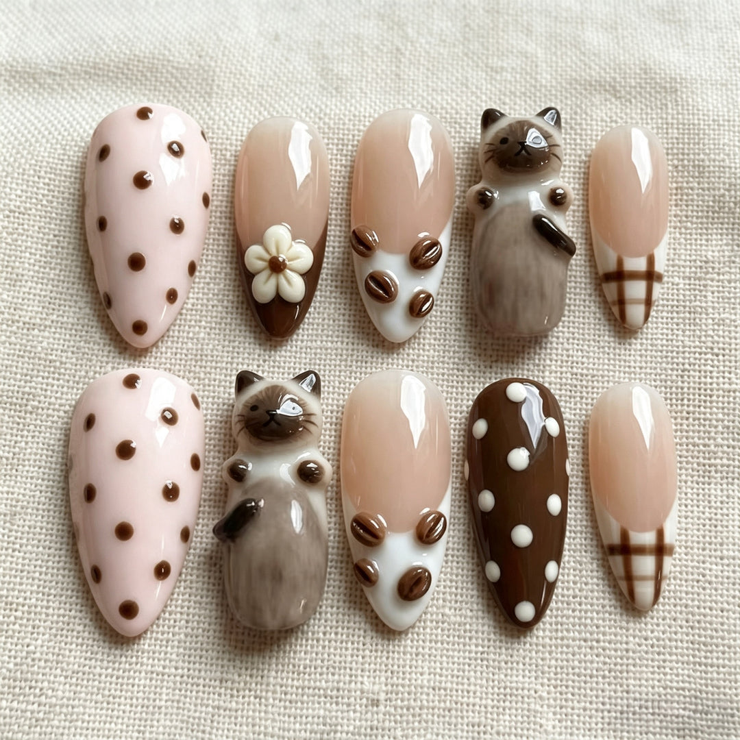Whimsical Animal-Themed Press-On Nail Art Set