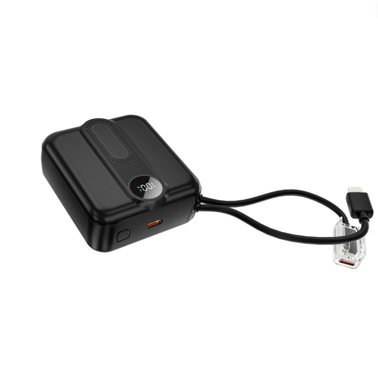 Portable power bank with integrated fast charging cables and digital charging status indicator Bowlift