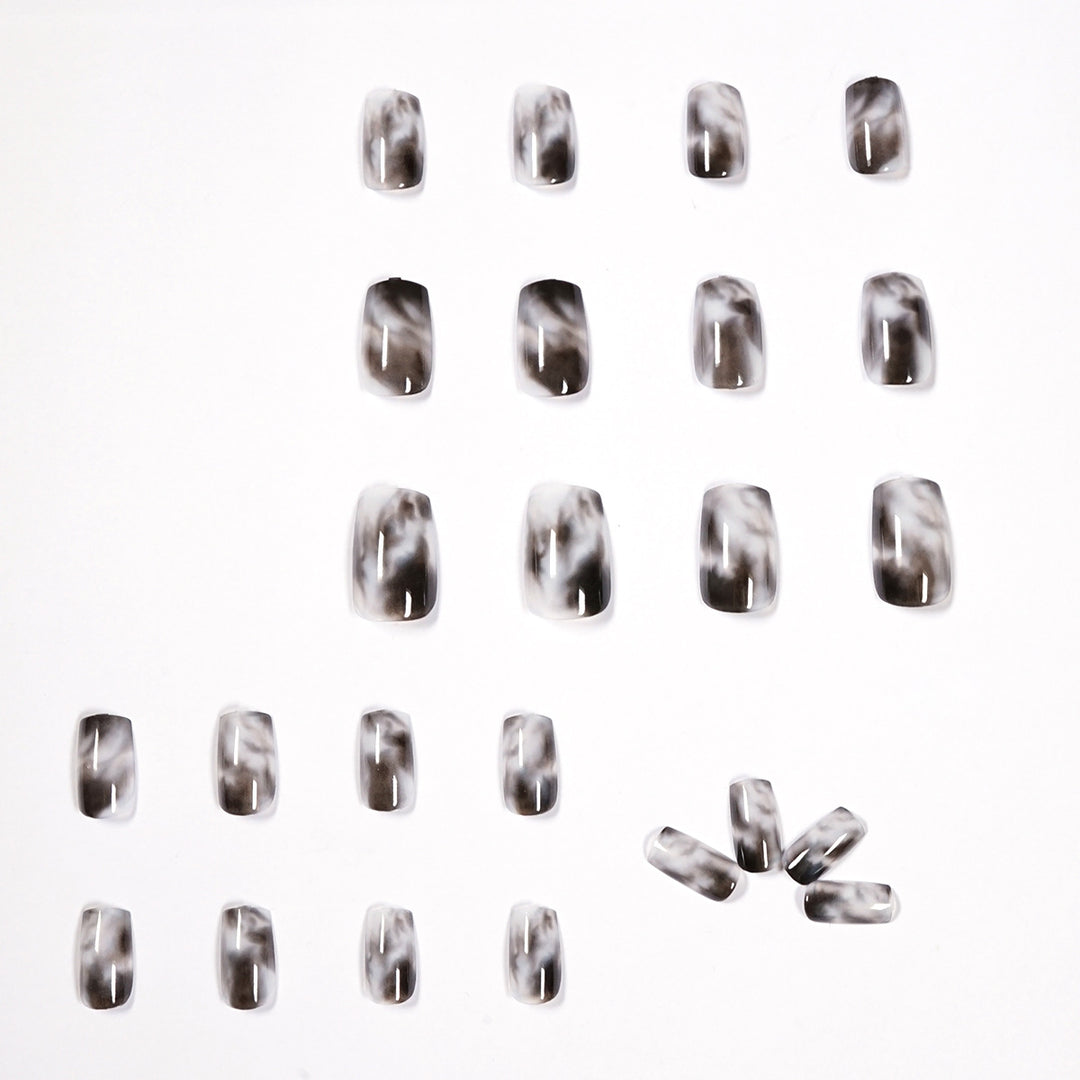 Artful Nail Extensions with Elegant Marble Design Bowlift