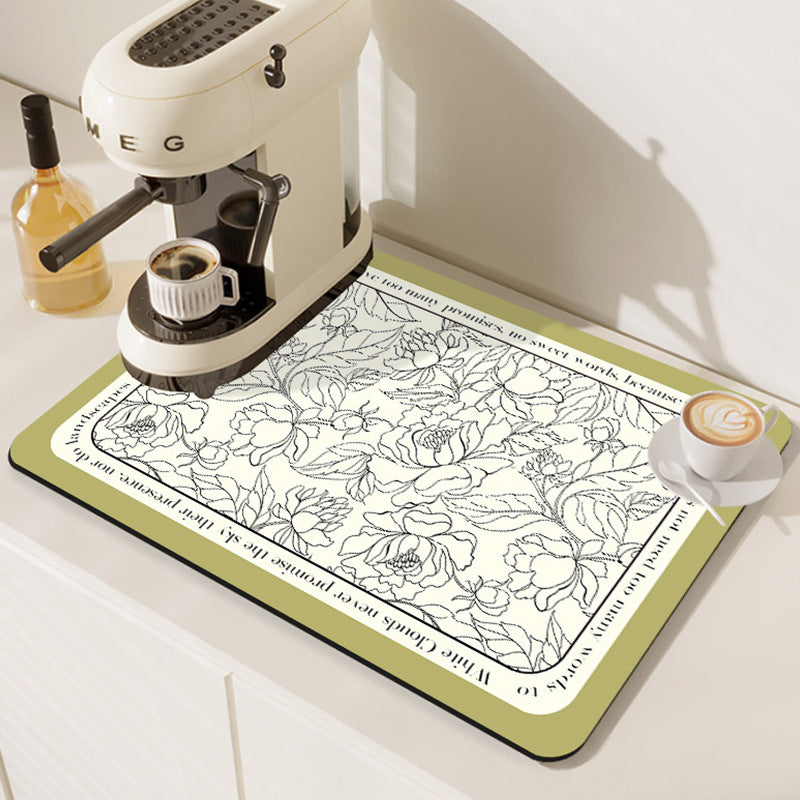 Decorative Absorbent Kitchen Sink Dish Drying Mat Bowlift