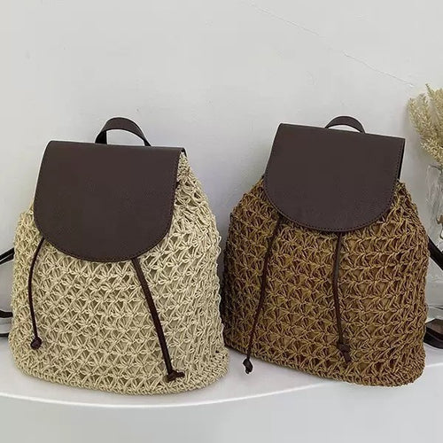 Braided shoulder bag with leather flap Bowlift
