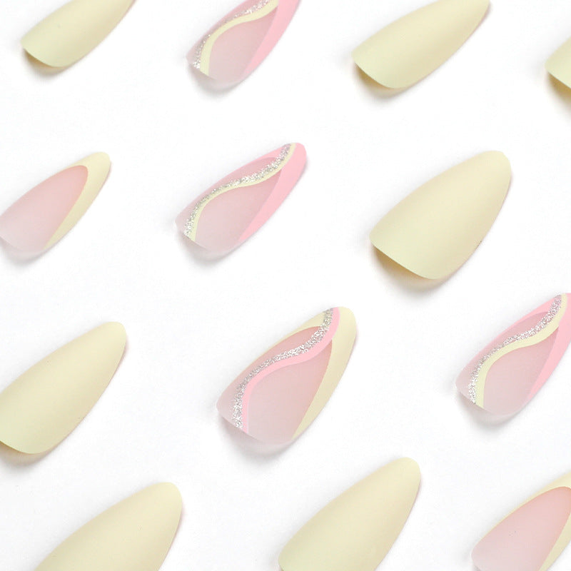 Stylish artificial nails with elegant wave pattern and matte finish Bowlift