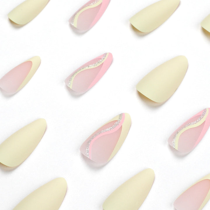 Stylish artificial nails with elegant wave pattern and matte finish Bowlift