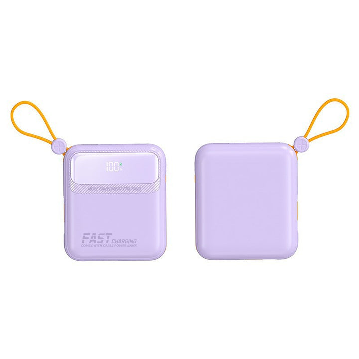 Compact power bank with integrated cable management and digital charge level display Bowlift