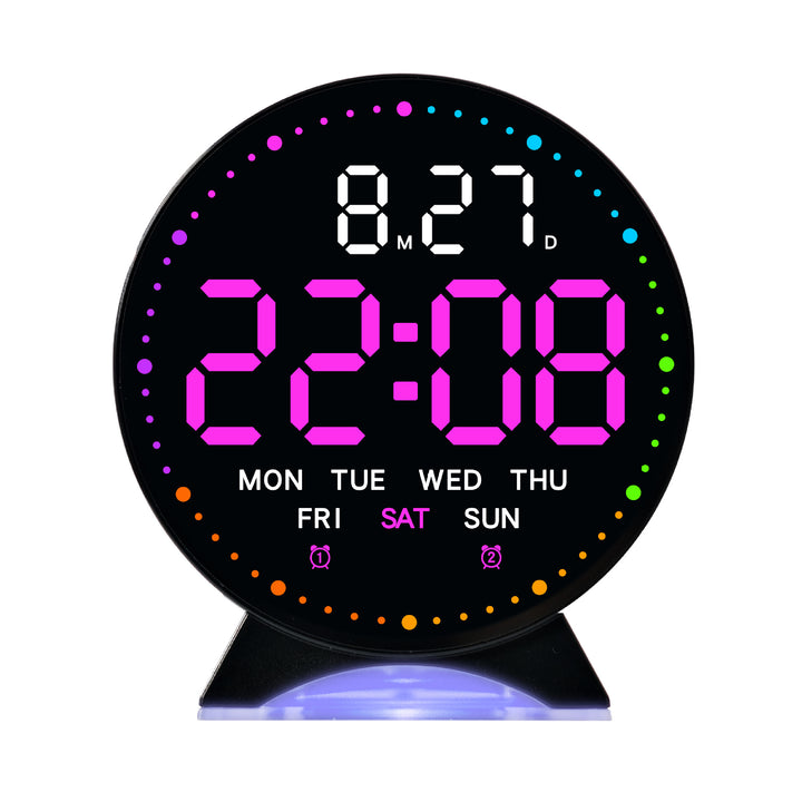 Digital Alarm Clock with Color LED Display Bowlift
