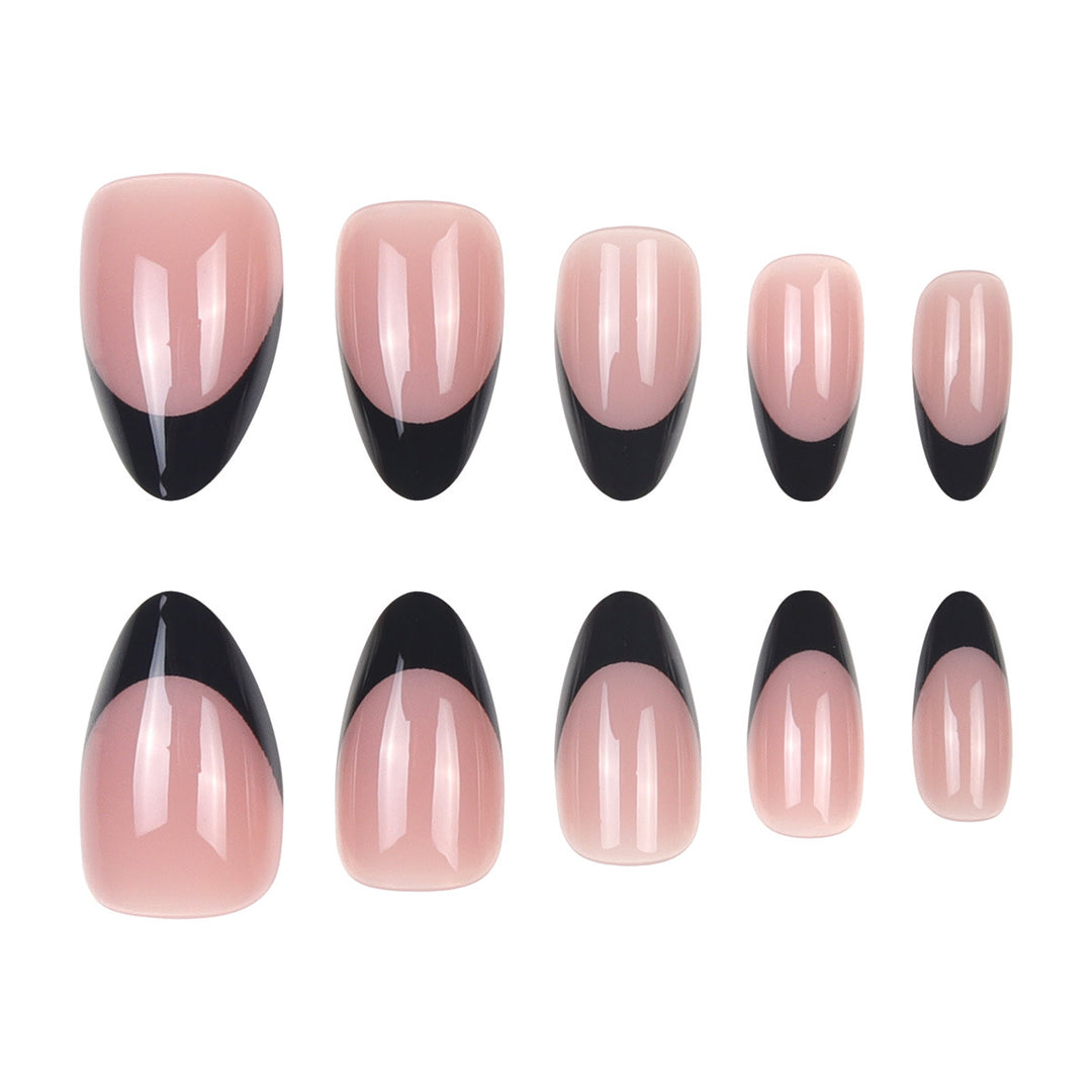 Elegant Stiletto Press-On Nails with Modern French Tip Design Bowlift