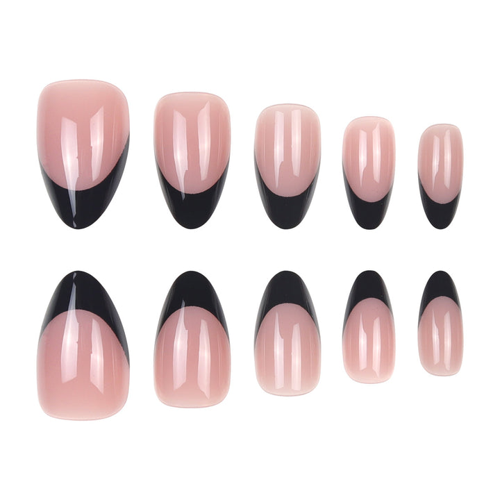 Elegant Stiletto Press-On Nails with Modern French Tip Design Bowlift