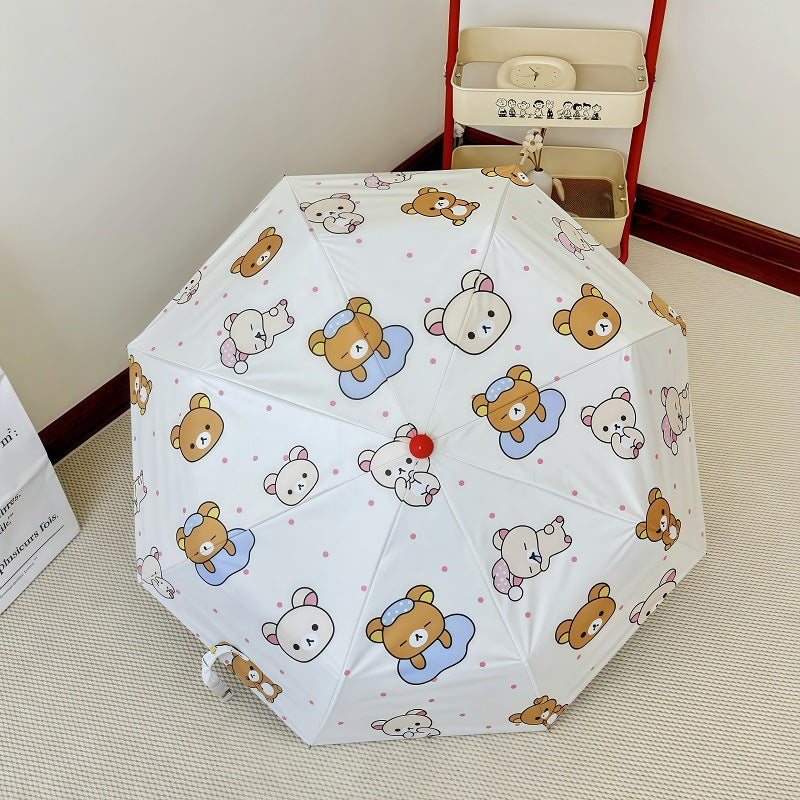 Women's Automatic Folding Umbrella with Cheerful Animal Designs Bowlift