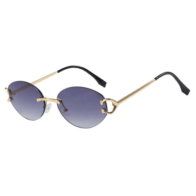 Women's elegant oval-shaped sunglasses with fashionable metal frame Bowlift