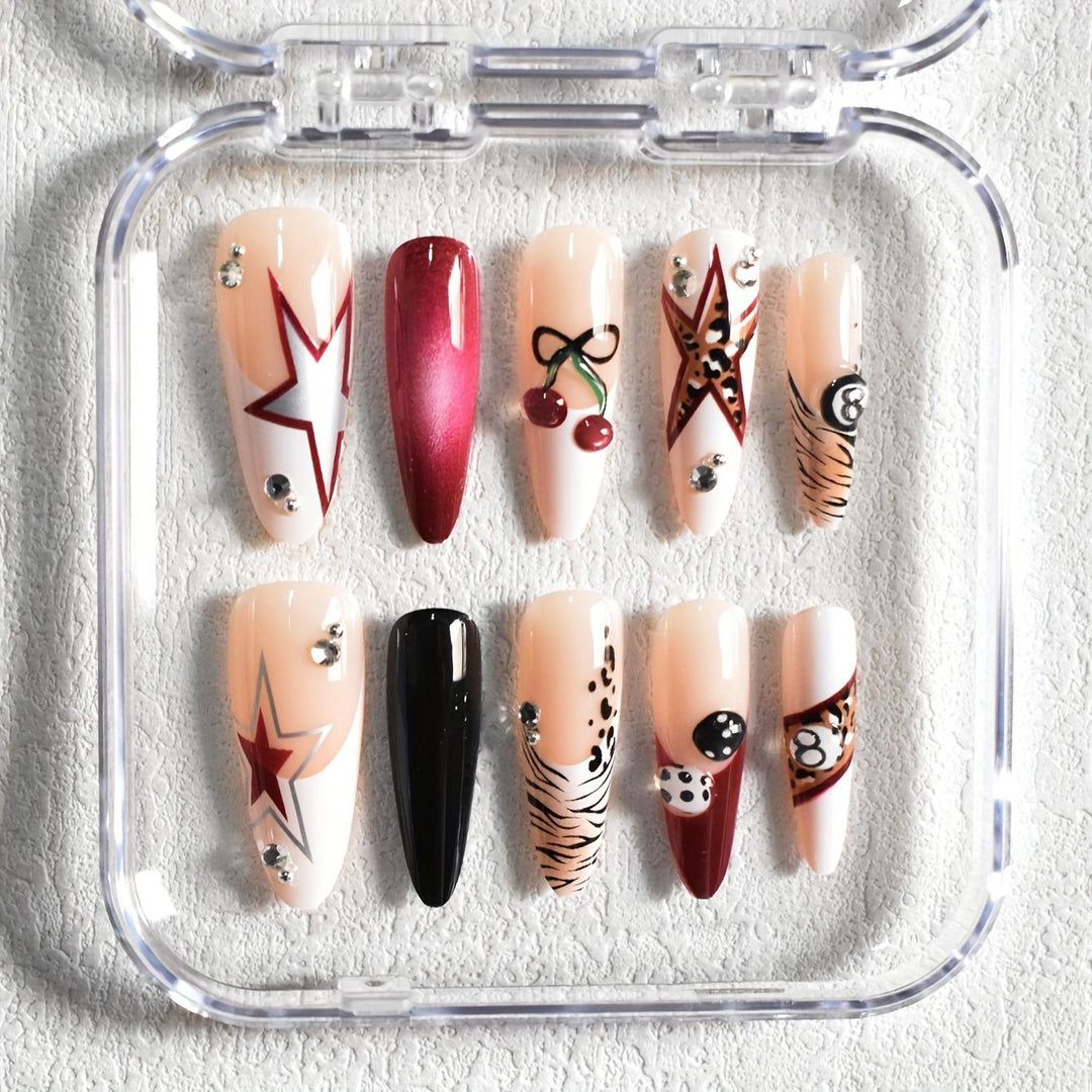 Artistic Stiletto Press-On Nail Set with Unique Designs Bowlift