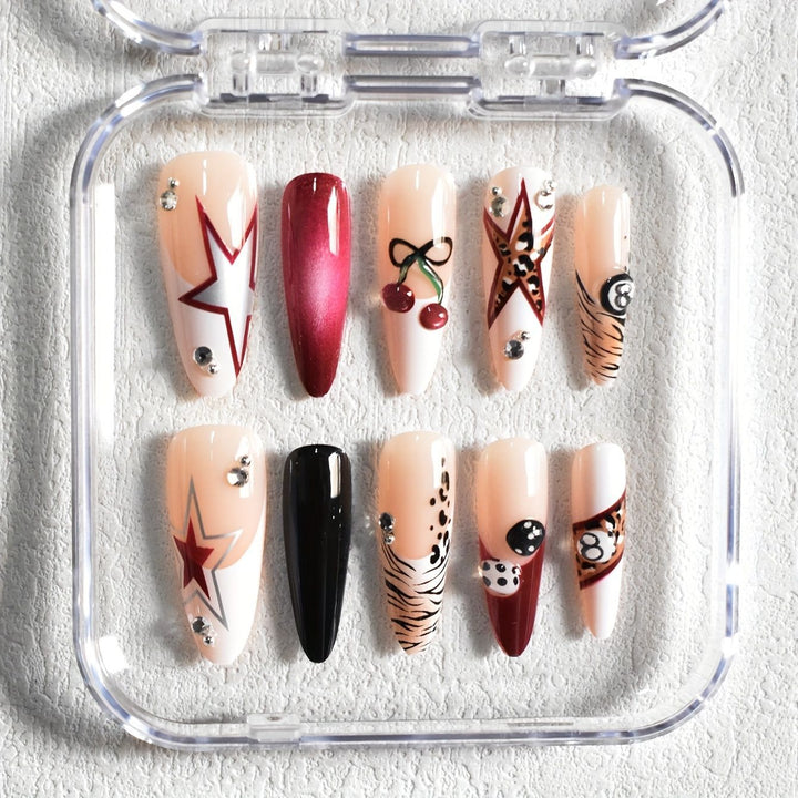 Artistic Stiletto Press-On Nail Set with Unique Designs Bowlift