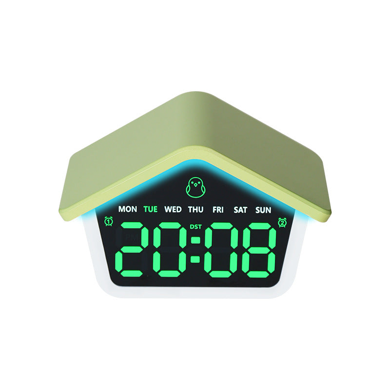 Digital alarm clock in creative house design Bowlift
