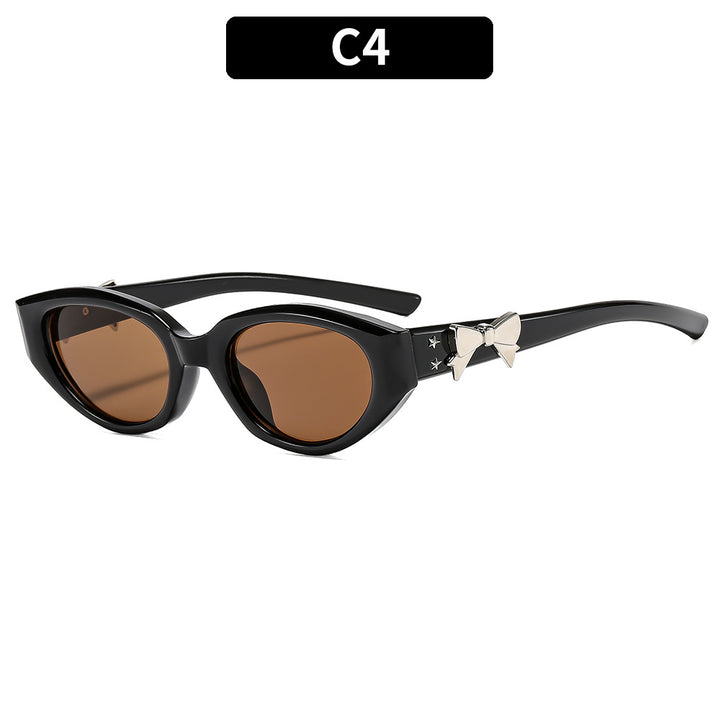 Elegant Cat-Eye Sunglasses with Decorative Bow