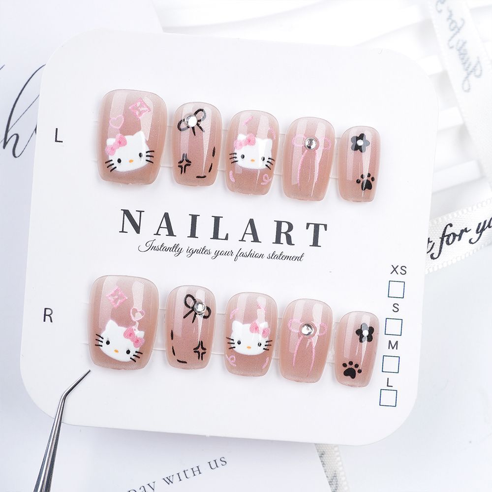 Artistic Stiletto Press-On Nail Set with Floral Embellishments Bowlift