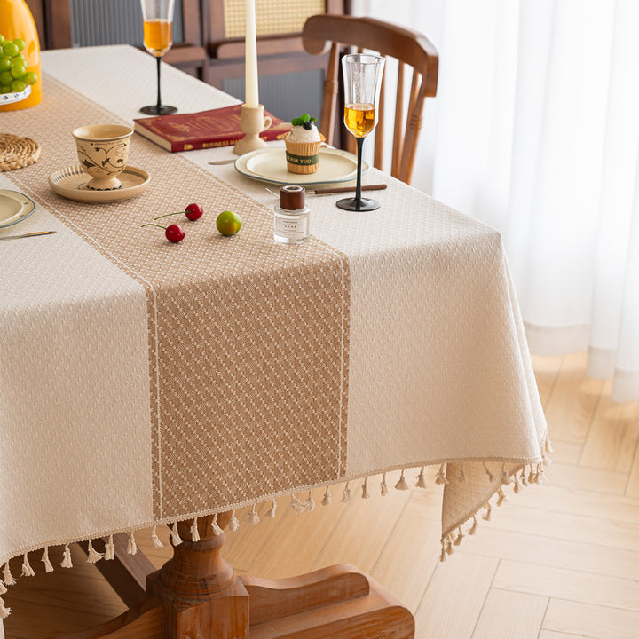 Decorative Tablecloth with Tassel Trim