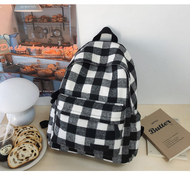 Plaid Patterned Casual Backpack