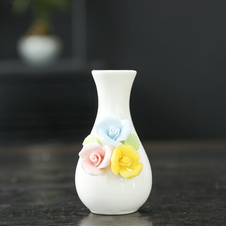 Elegant Floral Themed Ceramic Vase Bowlift