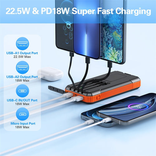 Power bank with solar charging function and integrated LED lamp Bowlift