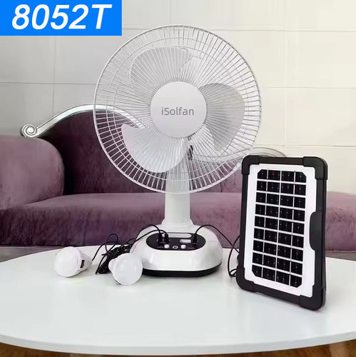 Women's solar-powered table fan with integrated LED lighting and remote control Bowlift
