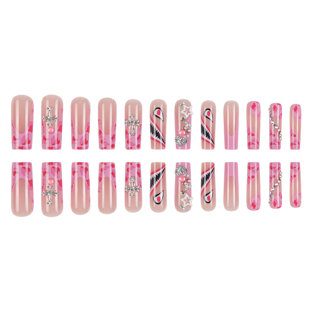 Trendy Stiletto Press-On Nail Set with Artistic Embellishments Bowlift