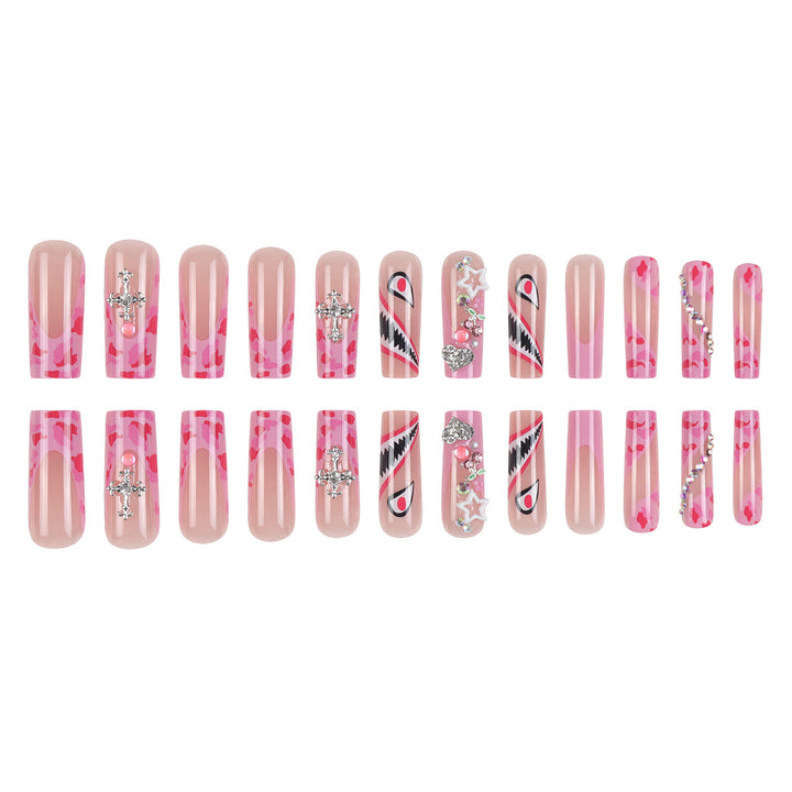Trendy Stiletto Press-On Nail Set with Artistic Embellishments Bowlift