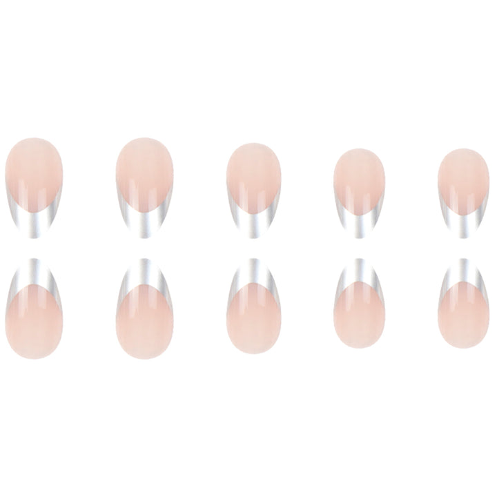 Stylish French Tip Press-On Nails Bowlift