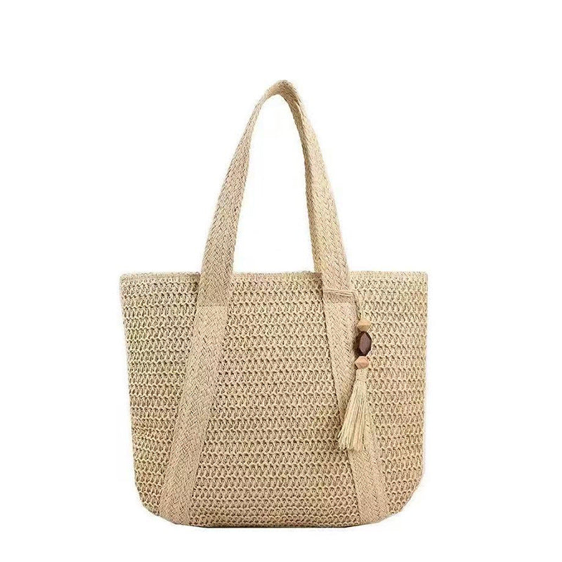 Handbag Made of Natural Weave with Decorative Tassel Detail Bowlift