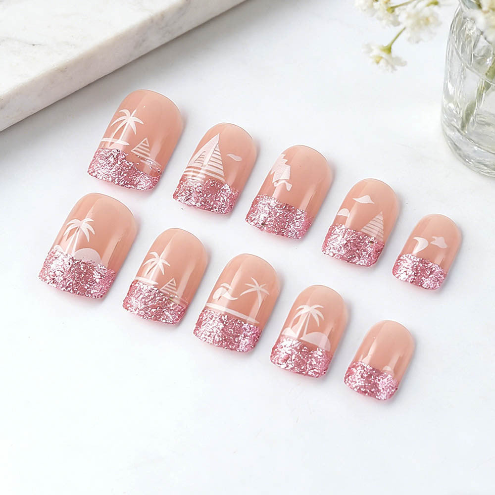 Tropical Beach-Themed Nail Art Design Bowlift