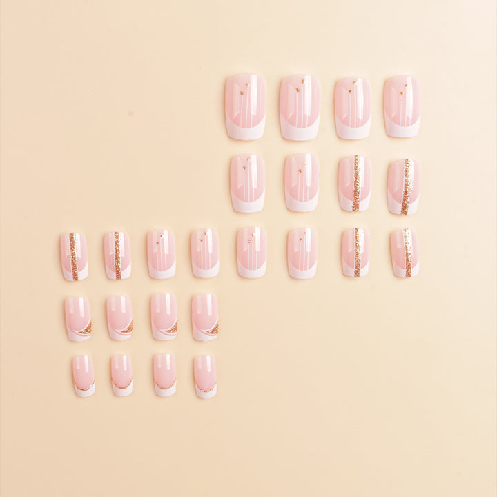 Elegant French Tip Press-On Nail Art Set Bowlift