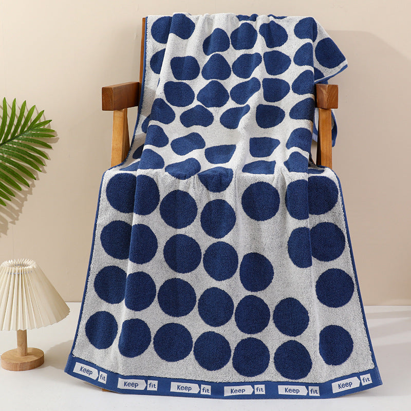 Terry Bath Towel With Modern Dot Design Bowlift