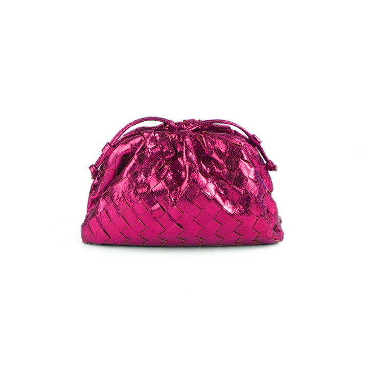 Elegant Woven Leather Bucket Bag Bowlift