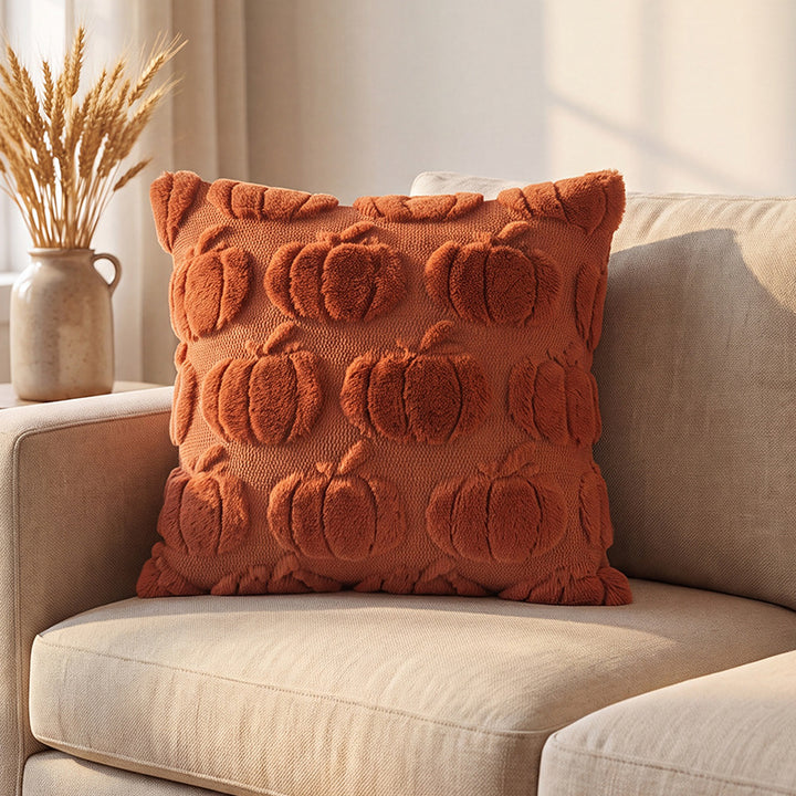 Plush Pumpkin Motif Decorative Throw Pillow