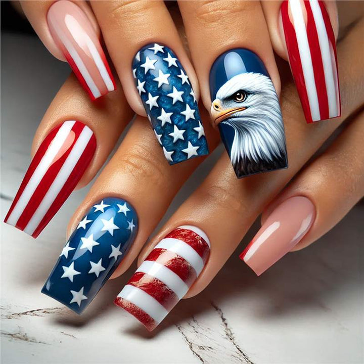 Patriotic Themed Press-On Nail Art Bowlift