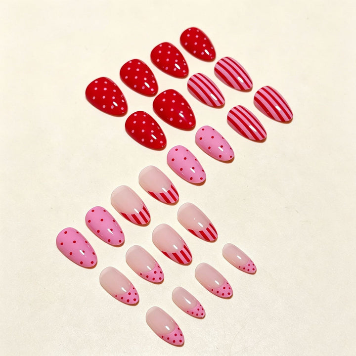 Artistic Nail Design with Heart and Stripes Bowlift