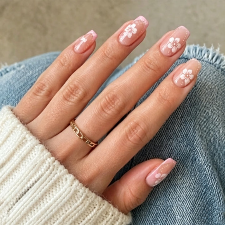 Floral-Design Press-On Nail Art Set Bowlift