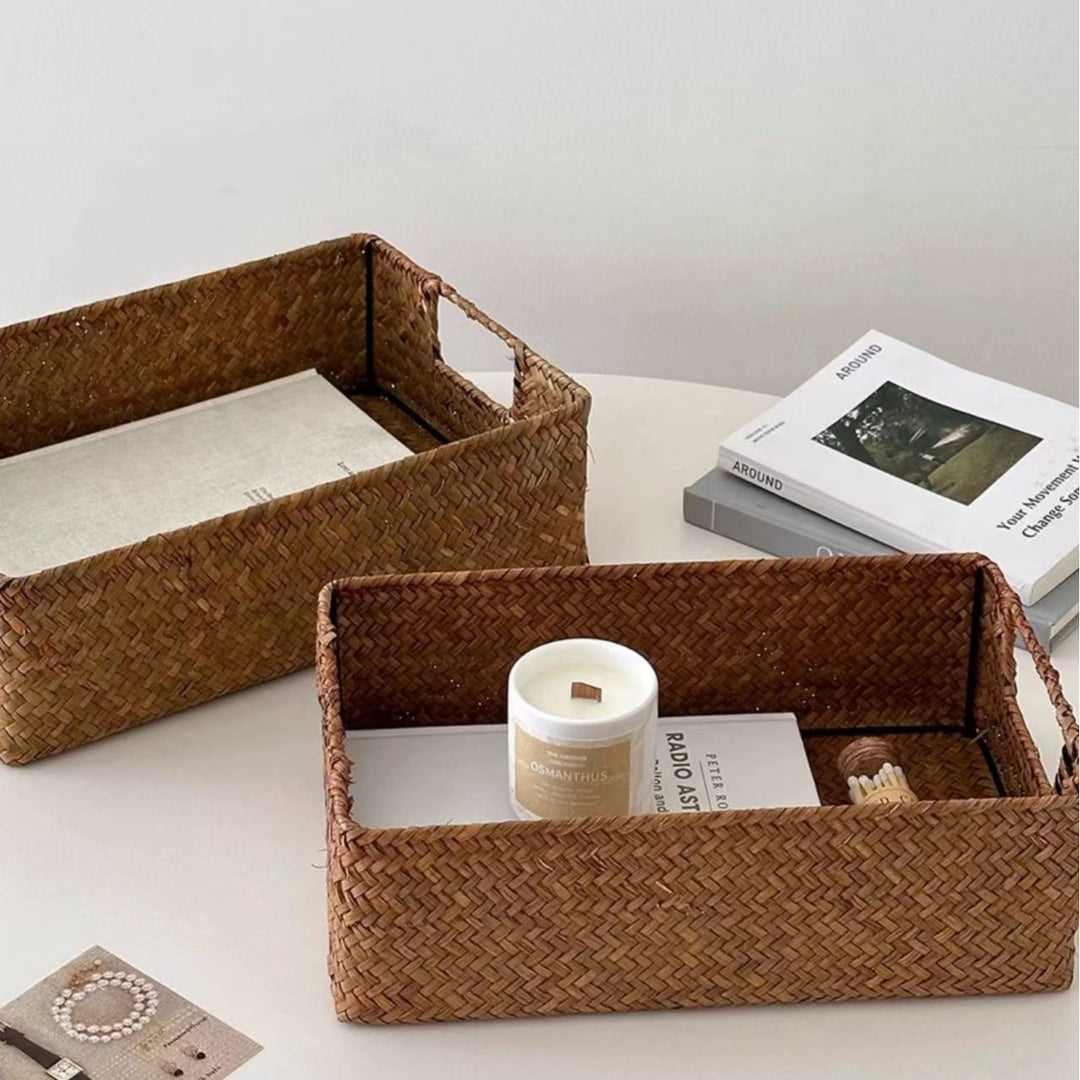 Women's rectangular storage basket made of natural materials Bowlift
