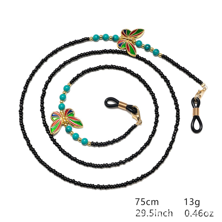 Decorative Eyewear Chain with Butterfly Accents Bowlift