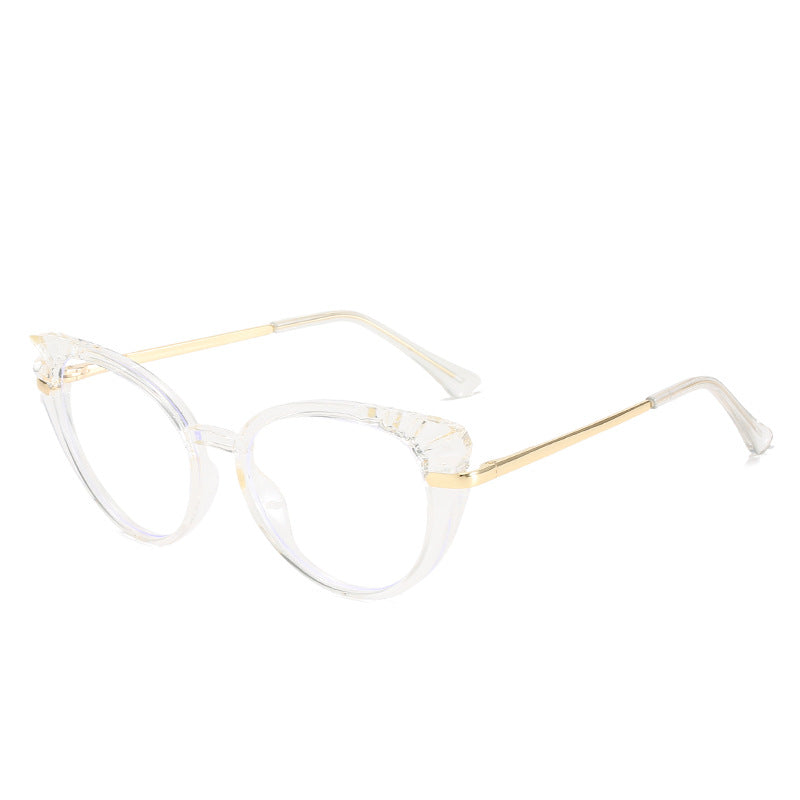 Women's Cat-Eye Prescription Glasses with Glossy Plastic Frame and Gold Accents Bowlift