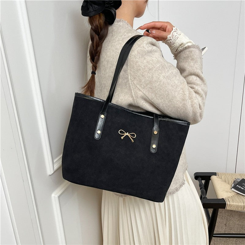 WoElegant Suede Handheld Tote Bag Bowlift