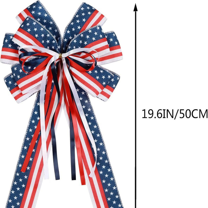 Unisex nan patriotic star striped decorative wreath bow with long tails Bowlift