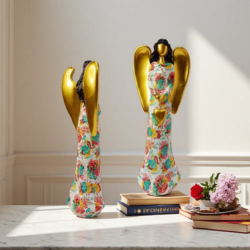 Engel Statue with Flower Pattern Bowlift