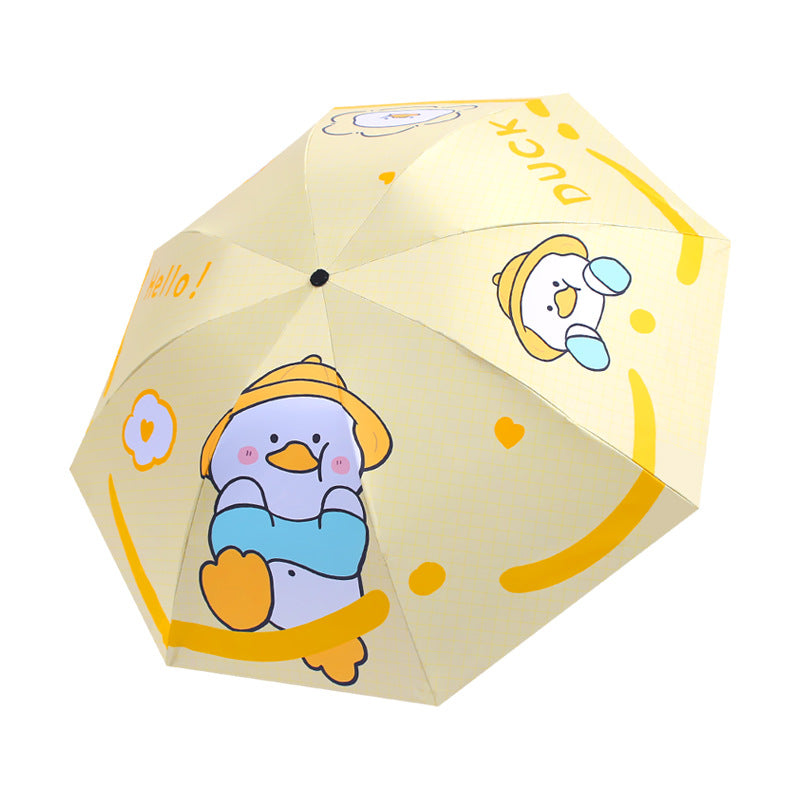 Ladies Folding Umbrella with Cute Animal Design Bowlift