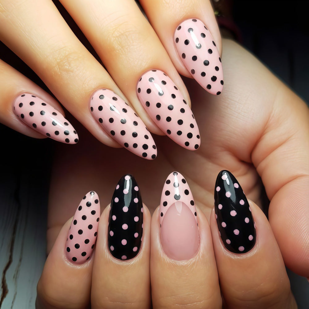 Acrylic nails with dot design Bowlift