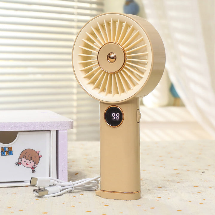 Cooling handheld rechargeable mini fan with touch speed display and detachable desktop stand Bowlift